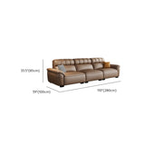 Brown Wood Frame Leather Three Seater Reception Sofa #size