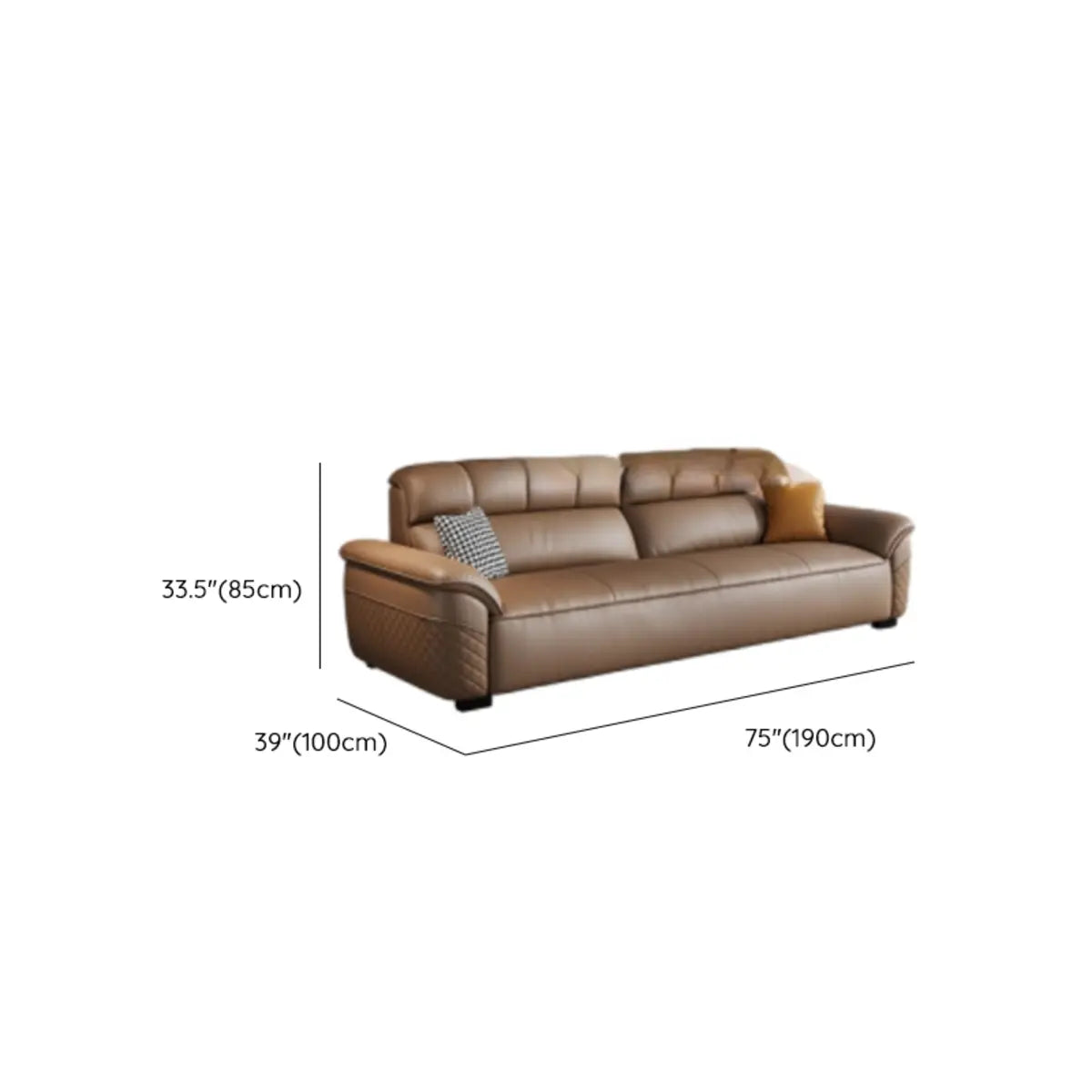 Brown Wood Frame Leather Three Seater Reception Sofa Image - 18
