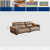 Brown Wood Frame Leather Three Seater Reception Sofa Image - 5
