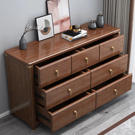 Brown Wood Frame Metal Handle Dresser for Drawers Image - 4