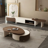 Brown Wood Free Form Tray Top Storage Coffee Table Image - 1