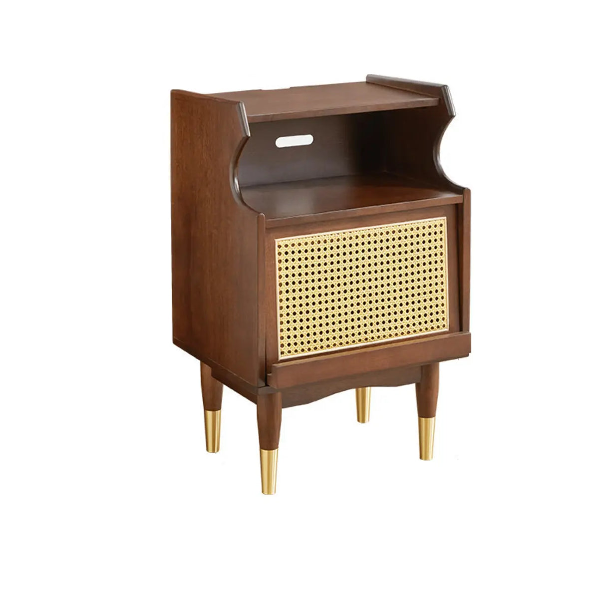 Brown Wood Narrow Length Kids Nightstand with Drawer Image - 11