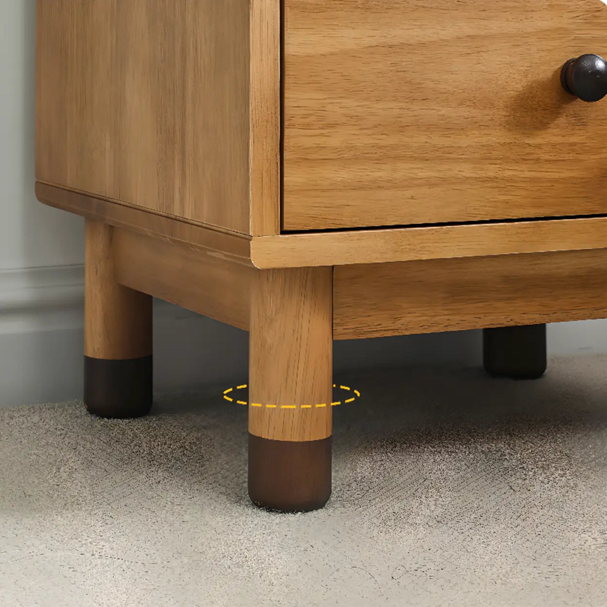 Brown Wood Narrow Length Kids Nightstand with Drawer Image - 17
