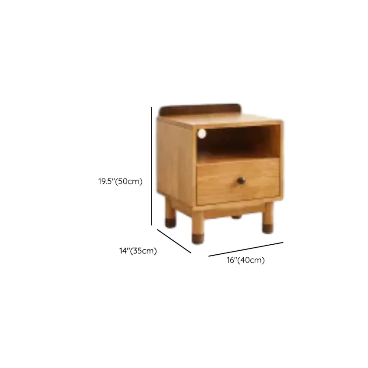 Brown Wood Narrow Length Kids Nightstand with Drawer 