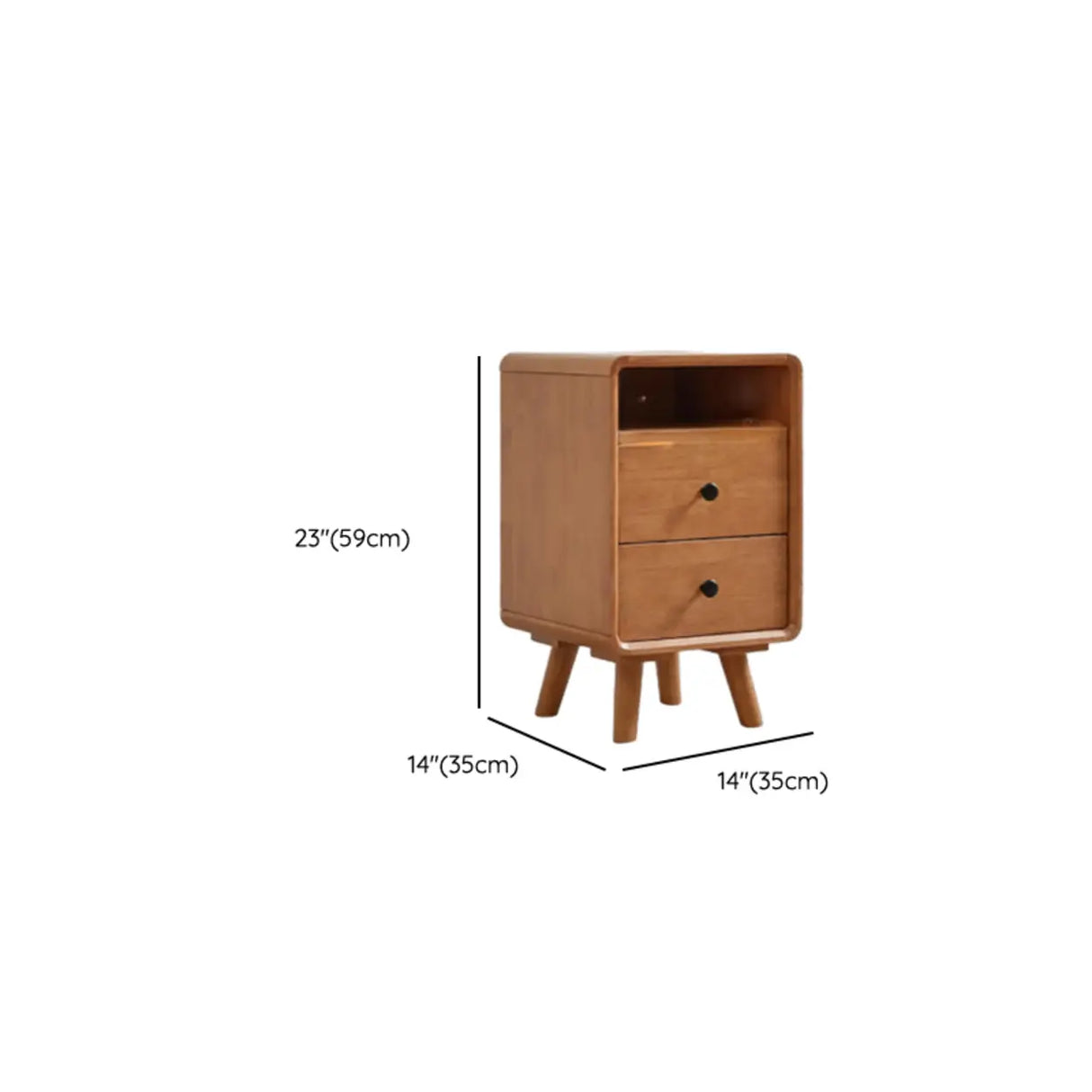 Brown Wood Narrow Length Kids Nightstand with Drawer Image - 19