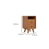 Brown Wood Narrow Length Kids Nightstand with Drawer Image - 19