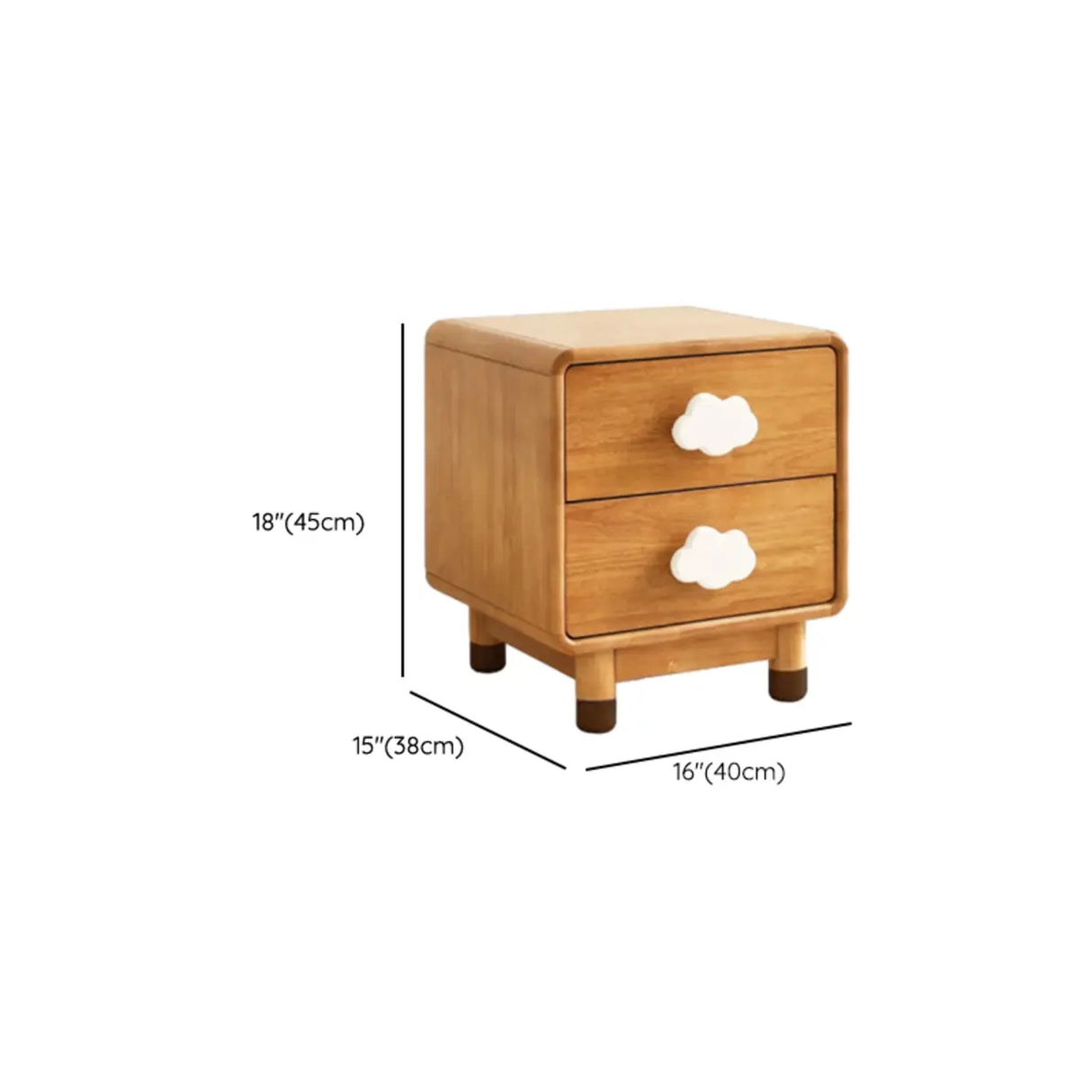 Brown Wood Narrow Length Kids Nightstand with Drawer Image - 20