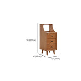 Brown Wood Narrow Length Kids Nightstand with Drawer Image - 21
