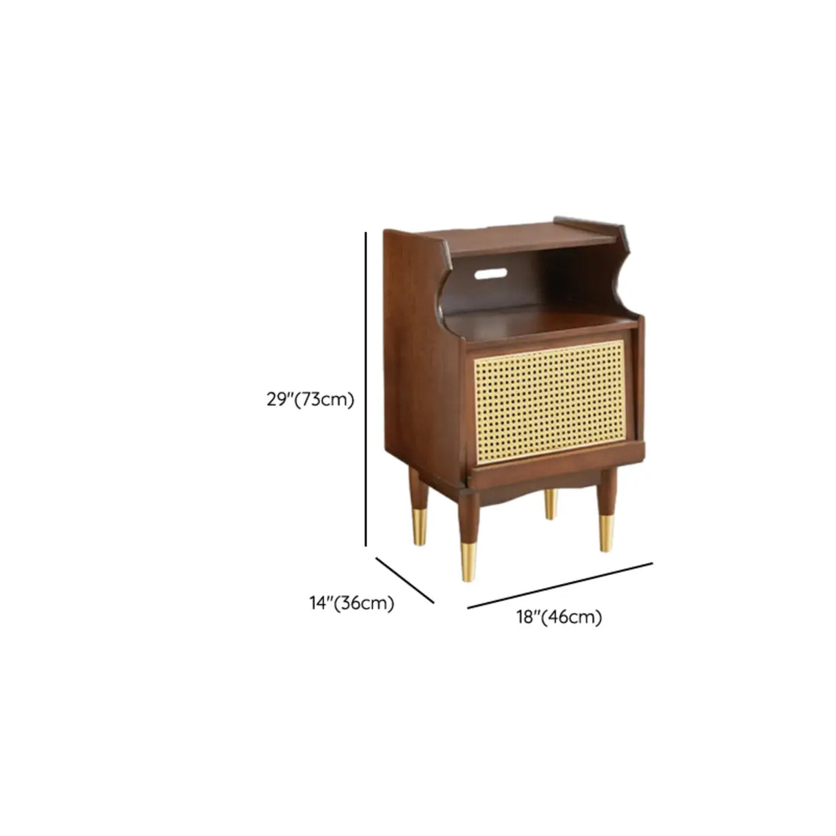 Brown Wood Narrow Length Kids Nightstand with Drawer Image - 23