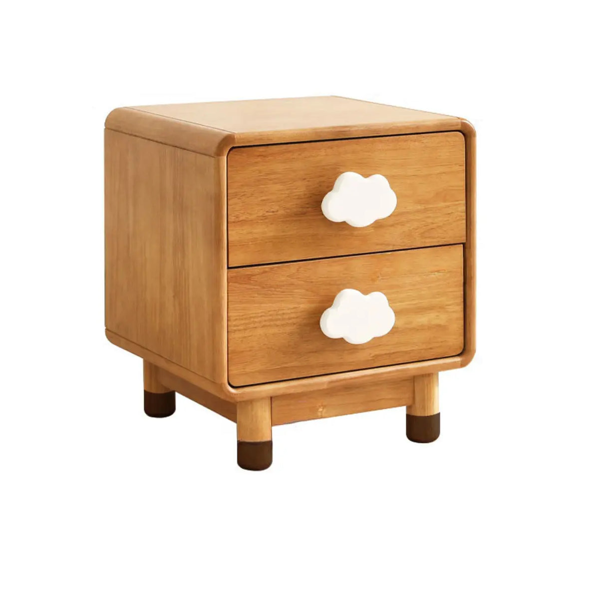 Brown Wood Narrow Length Kids Nightstand with Drawer Image - 4