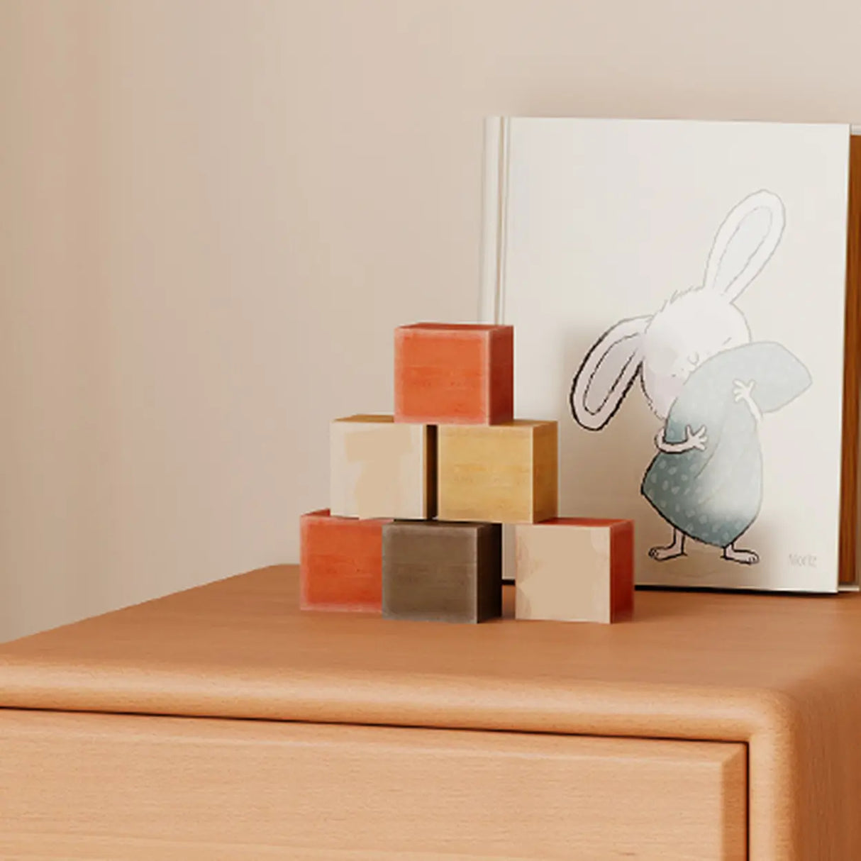 Brown Wood Open Storage Kids Nightstand with Drawer Image - 12