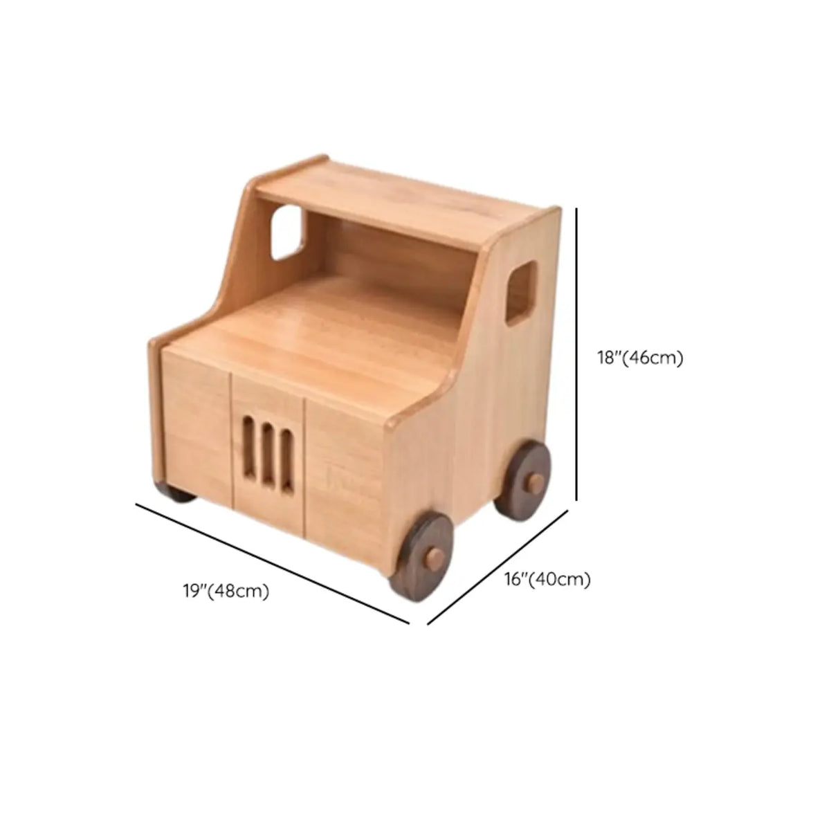 Brown Wood Open Storage Kids Nightstand with Drawer 
