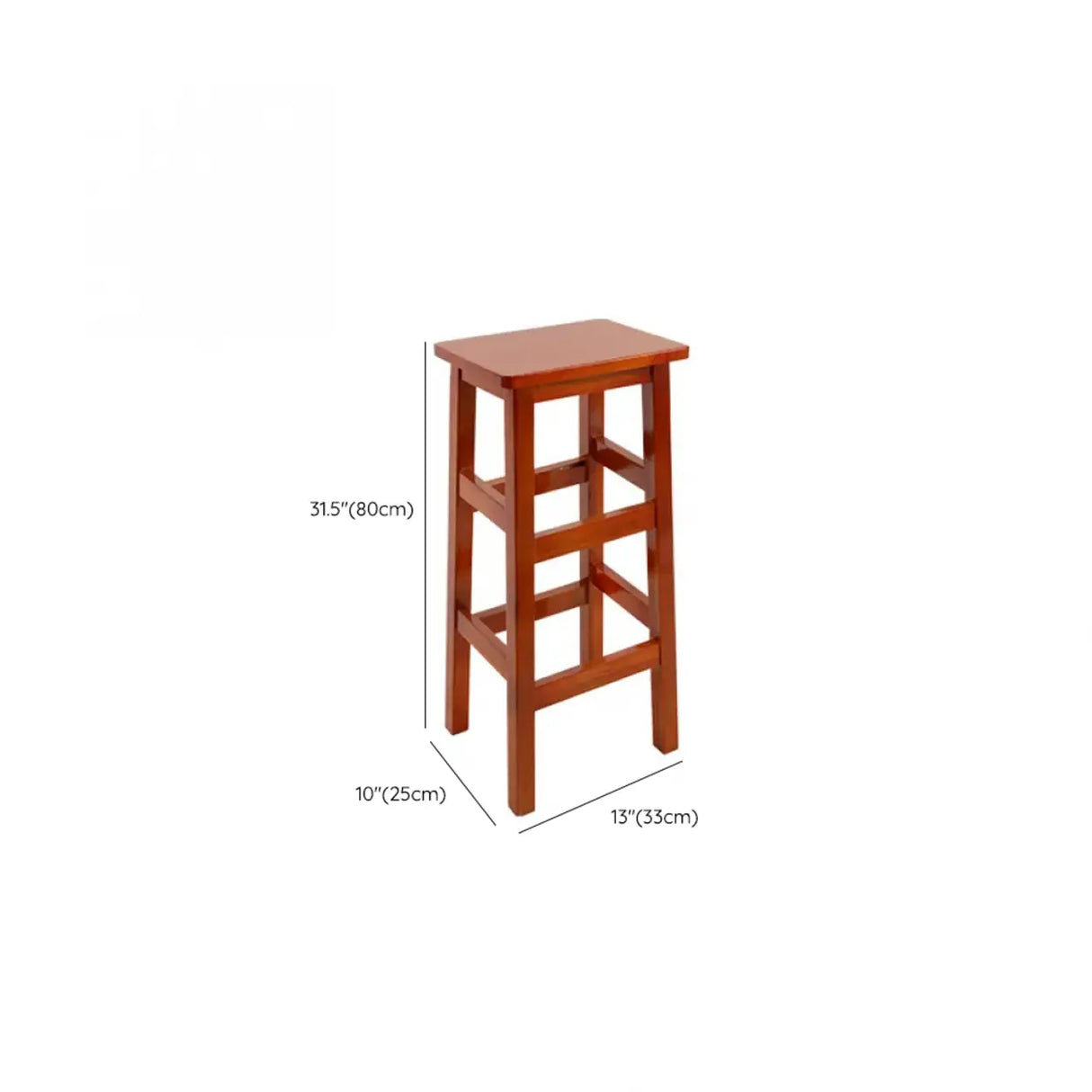 Brown Wood Rectangle Backless Bar Stool with Footrest Image - 10