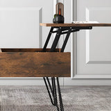 Brown Wood Rectangle Lift Top Coffee Table with Storage Image - 10