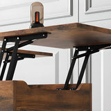 Brown Wood Rectangle Lift Top Coffee Table with Storage Image - 12