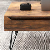 Brown Wood Rectangle Lift Top Coffee Table with Storage Image - 13