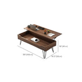Brown Wood Rectangle Lift Top Coffee Table with Storage Image - 17