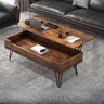 Brown Wood Rectangle Lift Top Coffee Table with Storage Image - 7