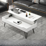 Brown Wood Rectangle Lift Top Coffee Table with Storage Image - 8