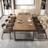Brown Wood Rectangular Meeting Desk with Sled Base Image - 2