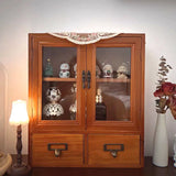 Brown Wood Rectangular Small Display Cabinet Image - 1