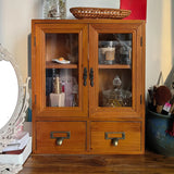 Brown Wood Rectangular Small Display Cabinet Image - 2