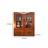 Brown Wood Rectangular Small Display Cabinet #size