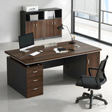 Brown Wood Sled Executive Desk with Cabinet and Drawers Image - 3