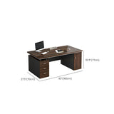 Brown Wood Sled Executive Desk with Cabinet and Drawers Image - 9
