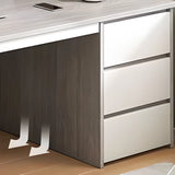 Brown Wood Tableside Storage Drawers Writing Desk Image - 12