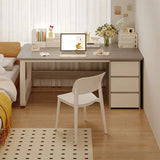 Brown Wood Tableside Storage Drawers Writing Desk Image - 3