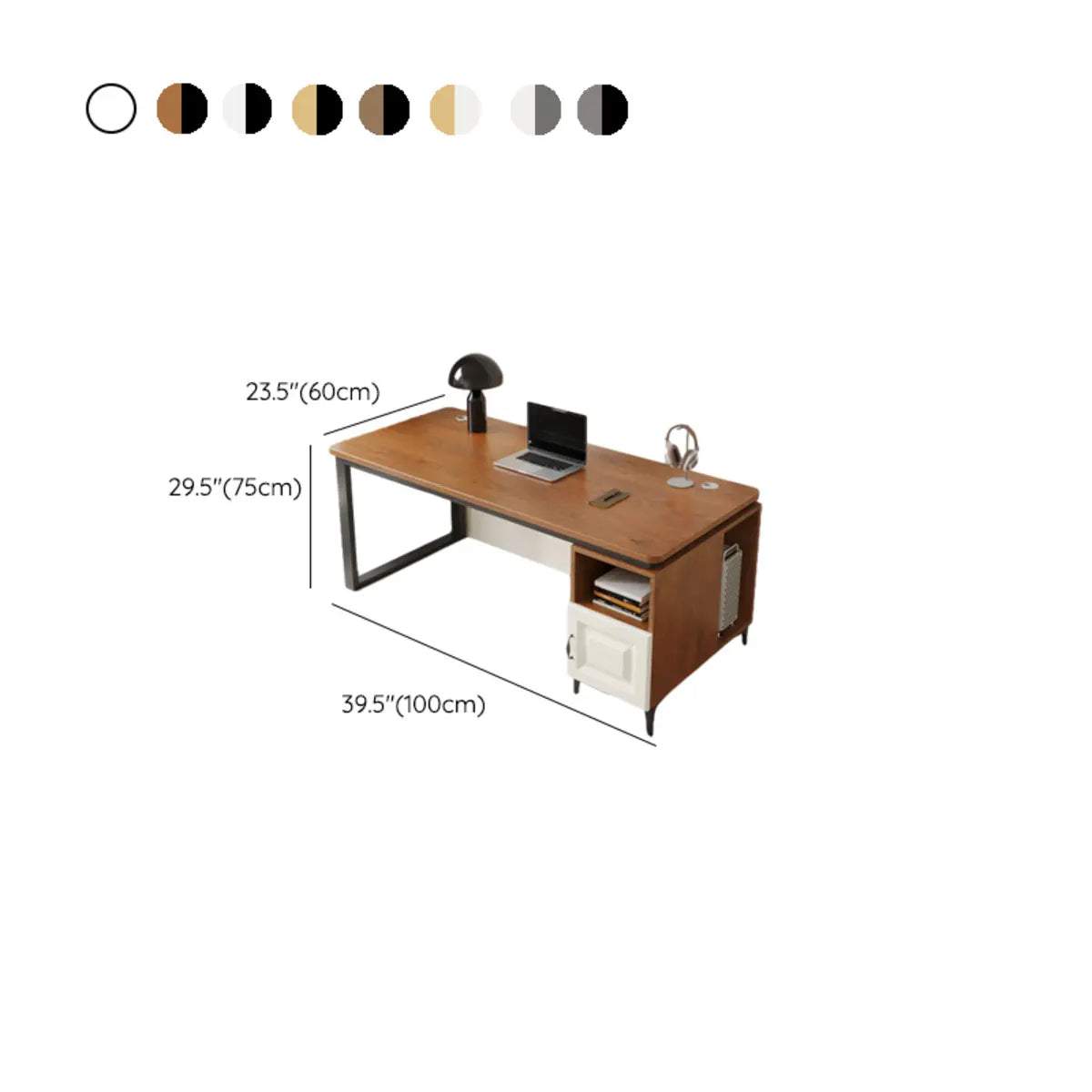 Brown Wood Tableside Storage L-Shaped Computer Desk 