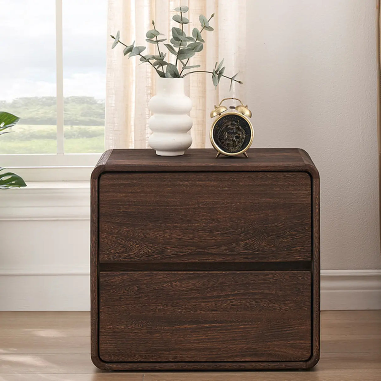 Brown Wood Tip Resistant Kids Nightstand with Drawers Image - 4