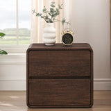 Brown Wood Tip Resistant Kids Nightstand with Drawers Image - 4