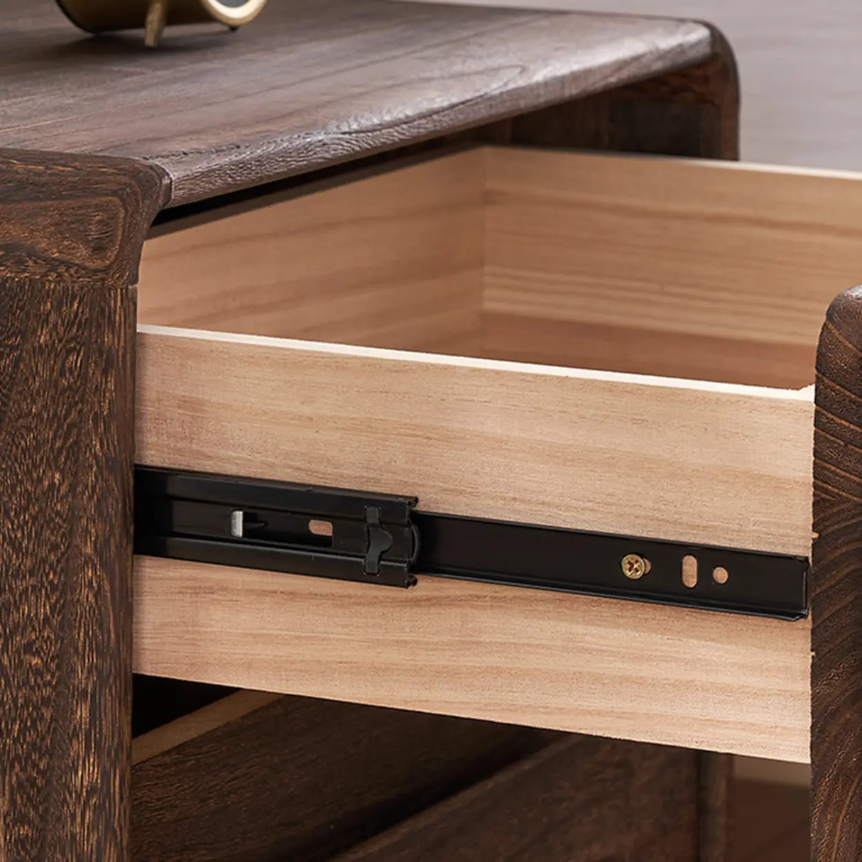 Brown Wood Tip Resistant Kids Nightstand with Drawers Image - 7