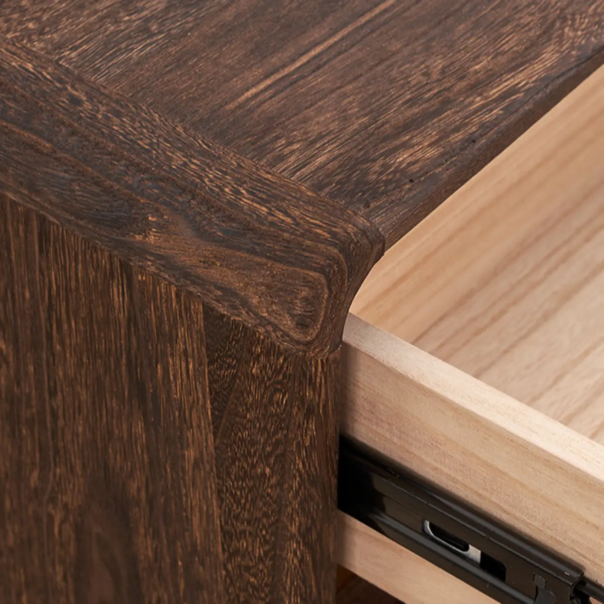 Brown Wood Tip Resistant Kids Nightstand with Drawers Image - 8