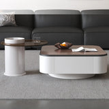 Brown Wood Top White Iron Base Square Nesting Tables Image - 4
