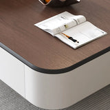 Brown Wood Top White Iron Base Square Nesting Tables Image - 7
