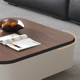 Brown Wood Top White Iron Base Square Nesting Tables Image - 9