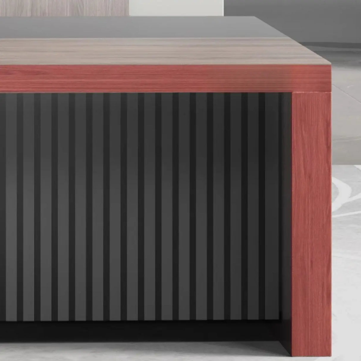 Brown Wooden Computer Desk with Drawers and Shelves Image - 3