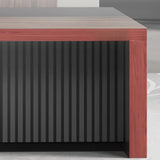 Brown Wooden Computer Desk with Drawers and Shelves Image - 3