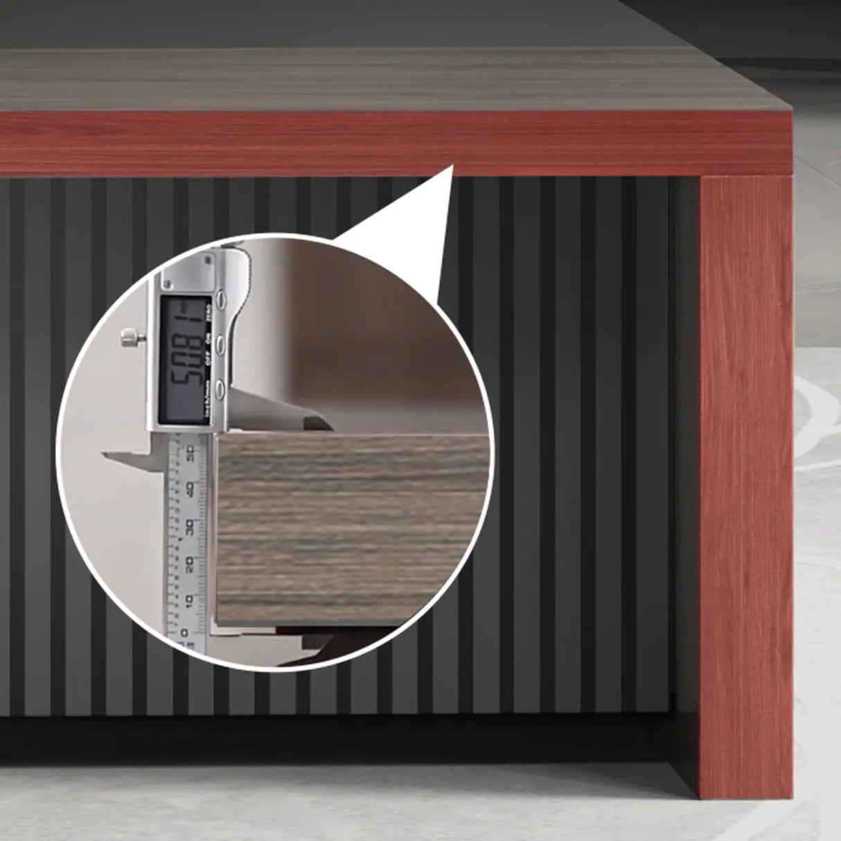 Brown Wooden Computer Desk with Drawers and Shelves Image - 7