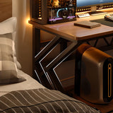 Brown Wooden Computer Desk with Shelves and Hunch Image - 5