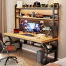 Brown Wooden Computer Desk with Storage Image - 11