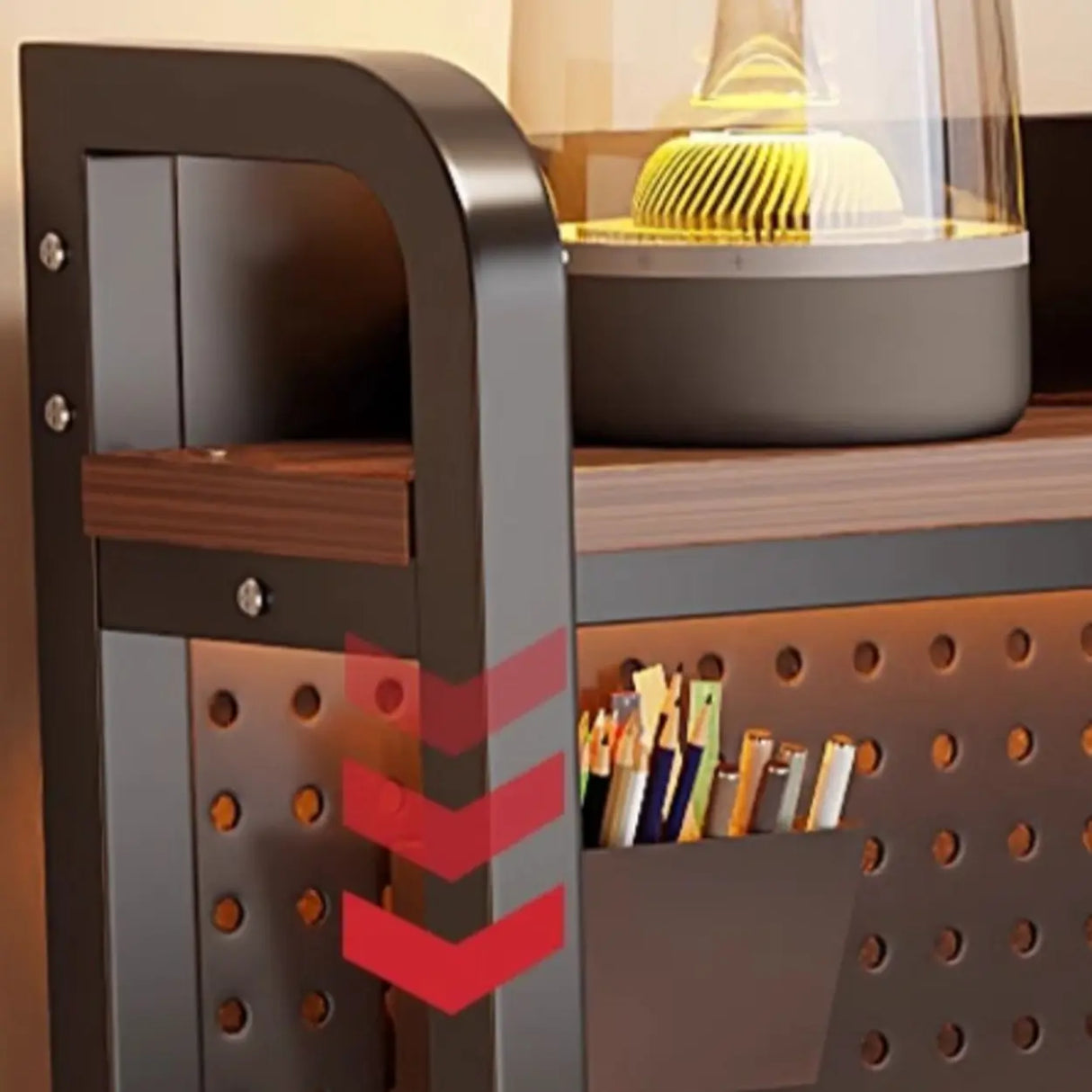 Brown Wooden Computer Desk with Storage Image - 12