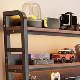 Brown Wooden Computer Desk with Storage Image - 13