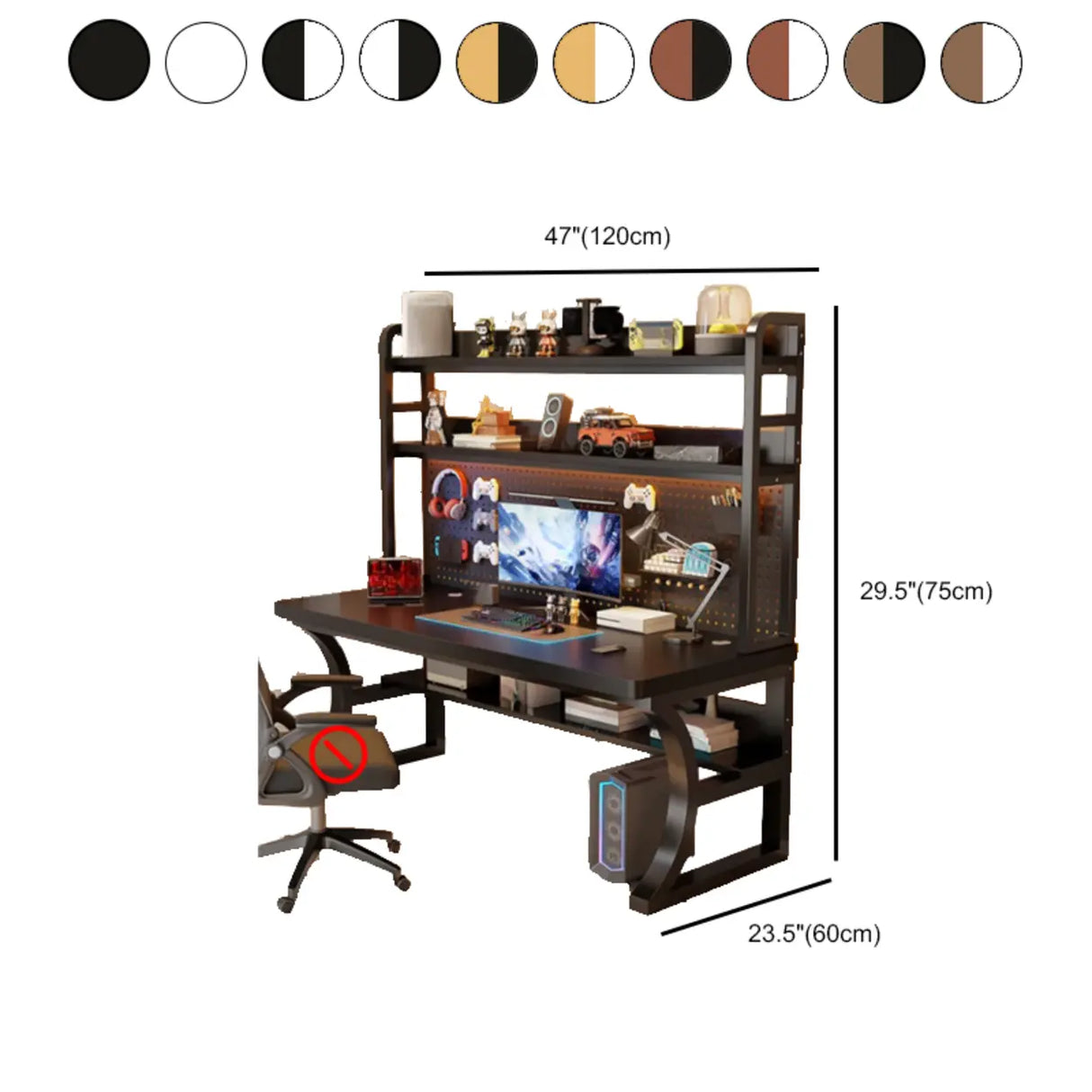 Brown Wooden Computer Desk with Storage Image - 22
