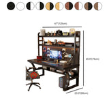 Brown Wooden Computer Desk with Storage Image - 22