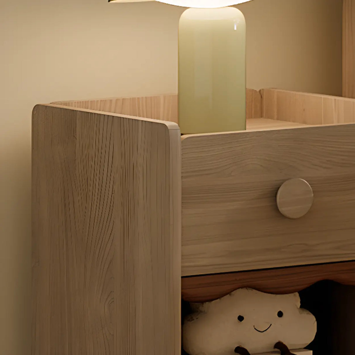 Brown Wooden Drawer Short Kids Nightstand with Legs Image - 7