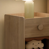 Brown Wooden Drawer Short Kids Nightstand with Legs Image - 7